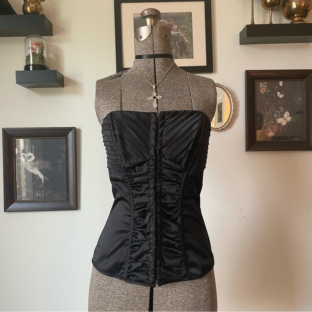 Black rouched front corset top
